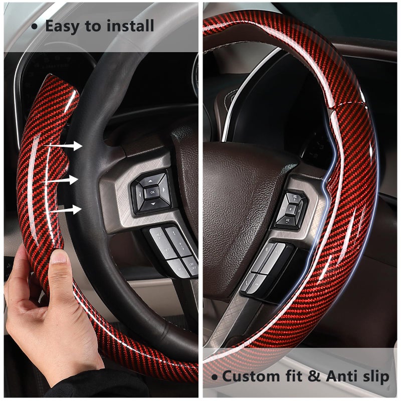 Aotoyou Steering Wheel Cover for Ford F150/ 2015-2020/ F250 2017-2021/ F350 2017-2021/ F450 2017-2021/ F550 2017-2021/ Ford Expedition 2018-2021 Steering Wheel Protector for Ford Steering Wheel Accessories - Image 4